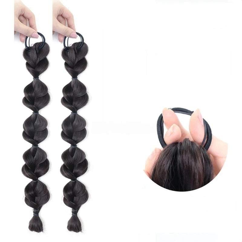 Bubble-Twist High Elastic Ponytail Wig – Synthetic Lantern Braid Hairpiece for Women (Multiple Colours)