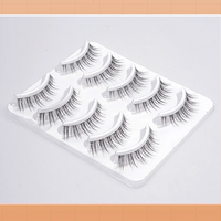 5pairs Natural False Eyelashes Thin Band Short HandMade Lighte Soft EyelashCosplay Korean Fashion Wispy Extension Makeup Tools