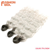 24 Inch Synthetic Hair Water Wave Braiding Hair Extensions Ombre Blonde Deep Wave Afro Curl Twist Crochet Hair for Women