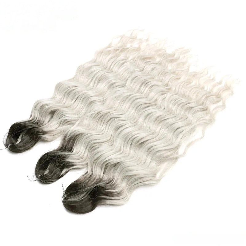 Water Wave Ombre Blonde Braiding Hair Extensions – Deep Wave Afro Curl Crochet for Women