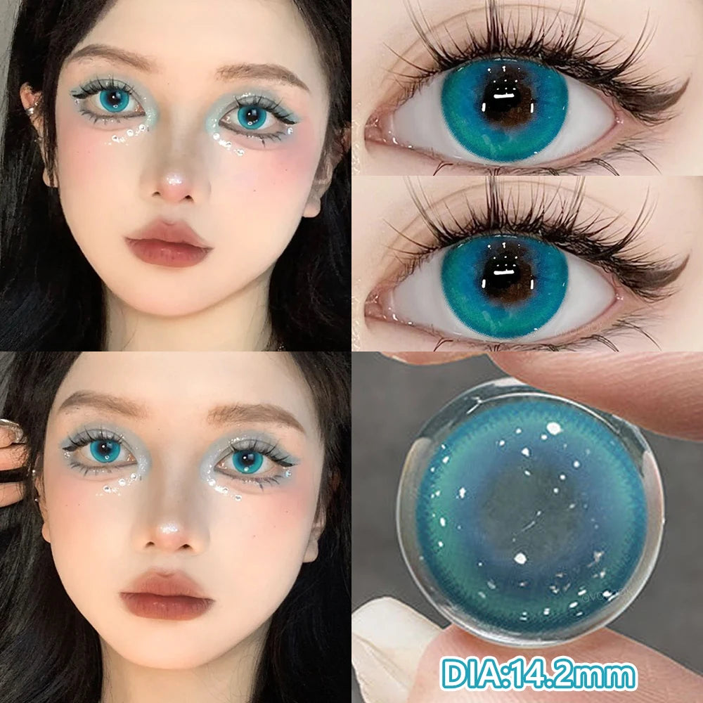 Blue Cosplay Series Colored Contact Lenses for Eyes With Prescription Cosmetics Pupils Eye Color Lenses Myopia Lens OVO