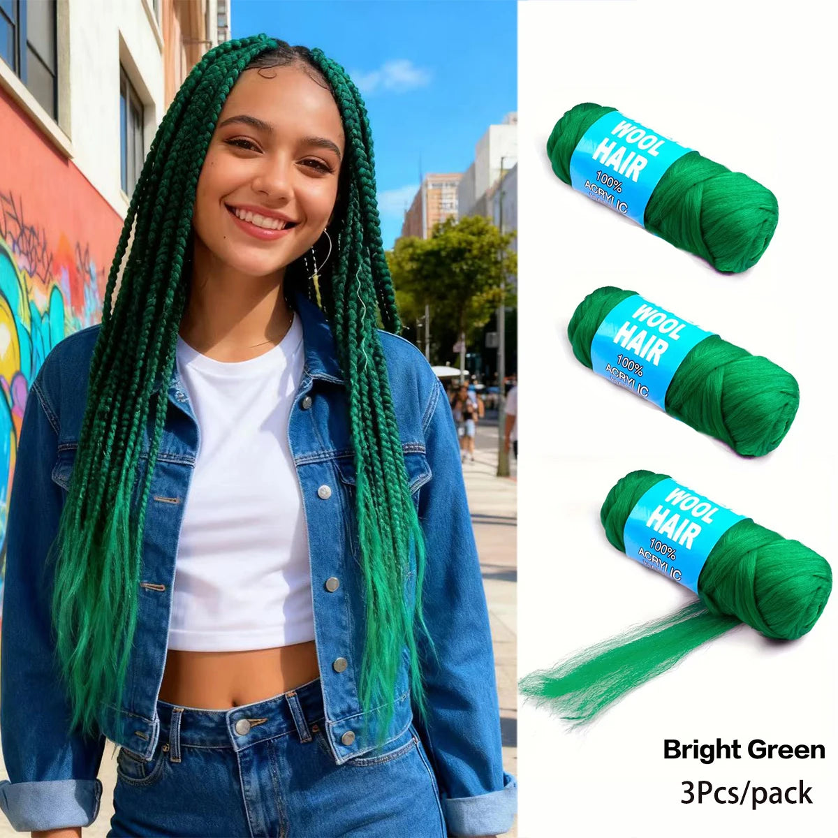Brazilian Wool Braiding Hair | Acrylic Yarn for Crochet Braids Perfect for Senegalese twists, Senegal twist braids, and protective hairstyles
