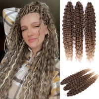 22 Inch Ombre Blonde Rainbow Water Wave Crochet Hair – 300g Synthetic Curly Braiding Extensions