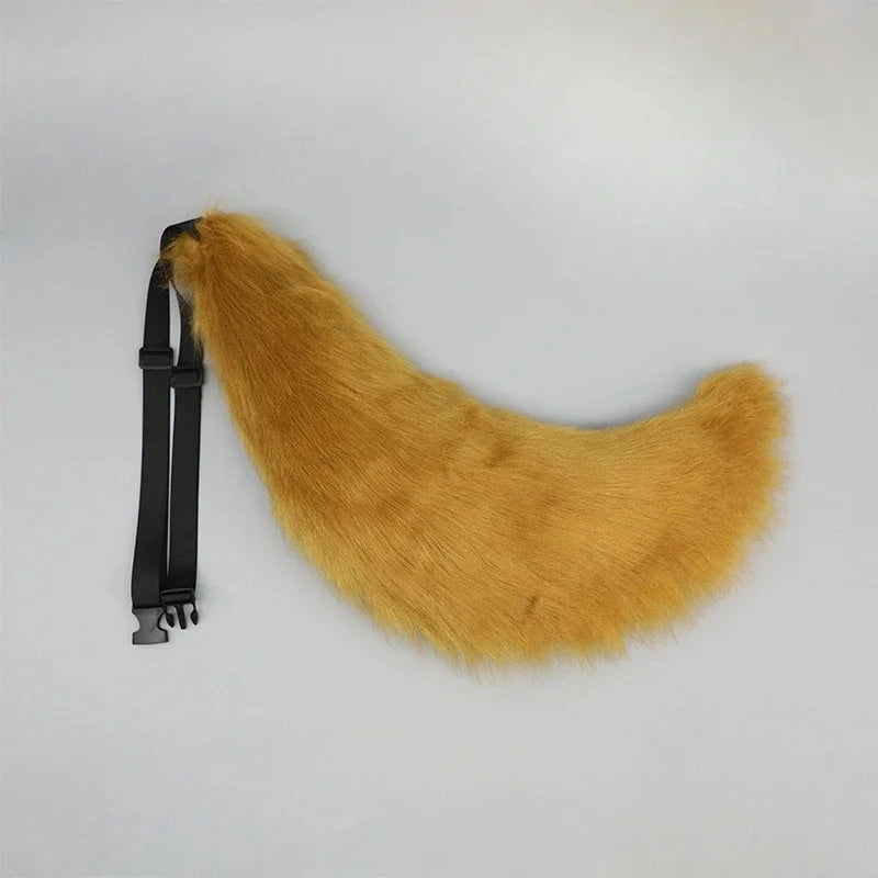 Plush Cosplay Tail – Soft Faux Fur Animal Tail with Adjustable Belt for Adults