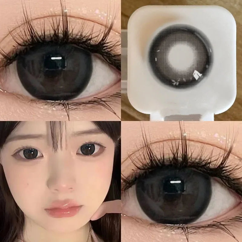 Black Large Diameter Color Contact Lenses for Eyes Annual Soft Round Beautiful Pupils KSSEYE 1 Pair