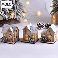 Christmas LED Light Wooden House Luminous  Christmas Decorations Kids Gift