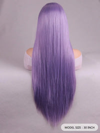 Lavender Wig with Bangs – Long Straight Heat Resistant Synthetic Wig for Women, Daily Wear & Party