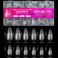 600PCS Short Almond Soft Gel Nail Tips Full Cover – Press On False Nail Tips for Acrylic Nails