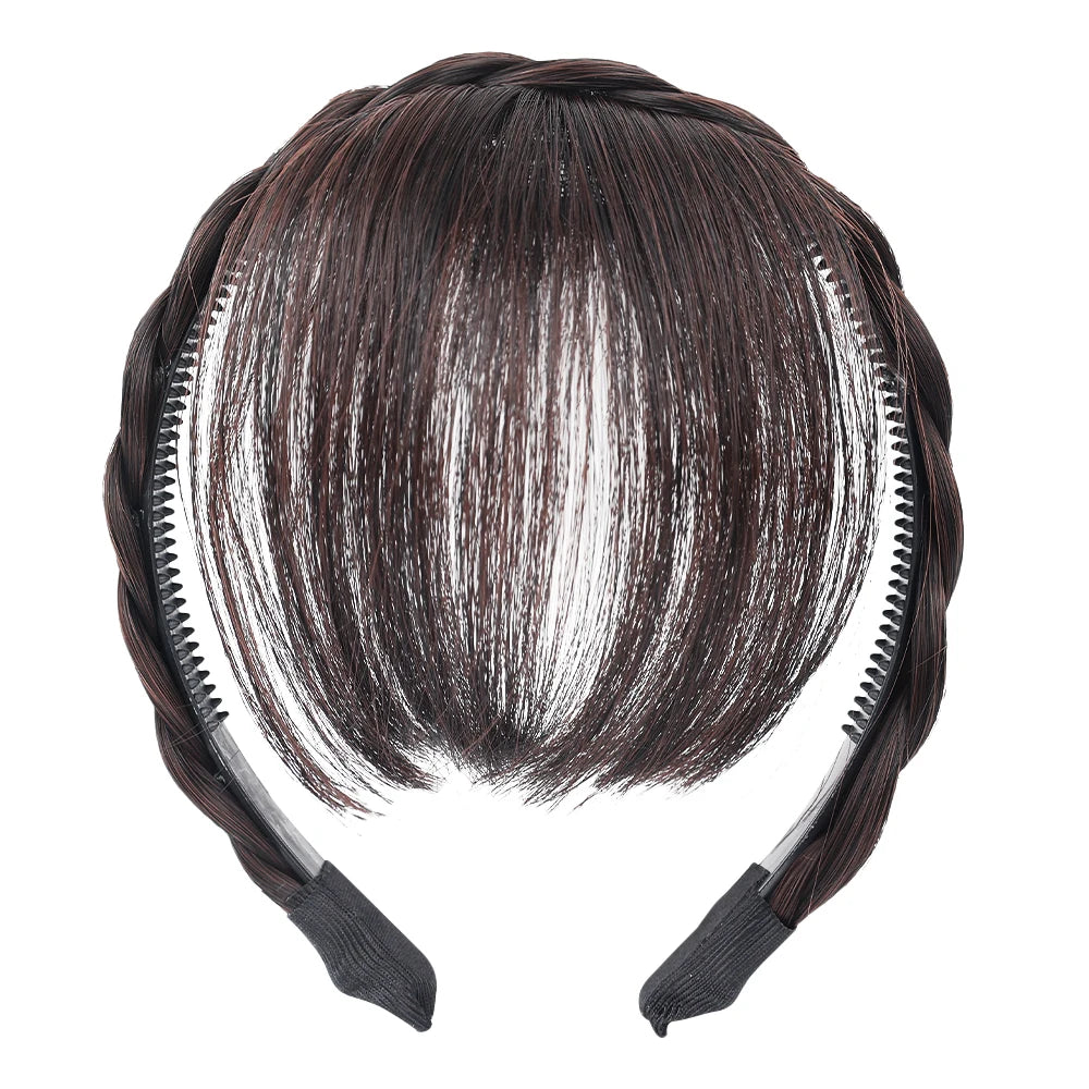 Clip-In Bangs Headband – Synthetic Fake Fringe Hair Extension with Invisible Natural Clips for Women