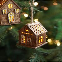 Christmas LED Light Wooden House Luminous Cabin Christmas Decorations Home Decor Night Lamp Pendant Prop LED Candle Gift