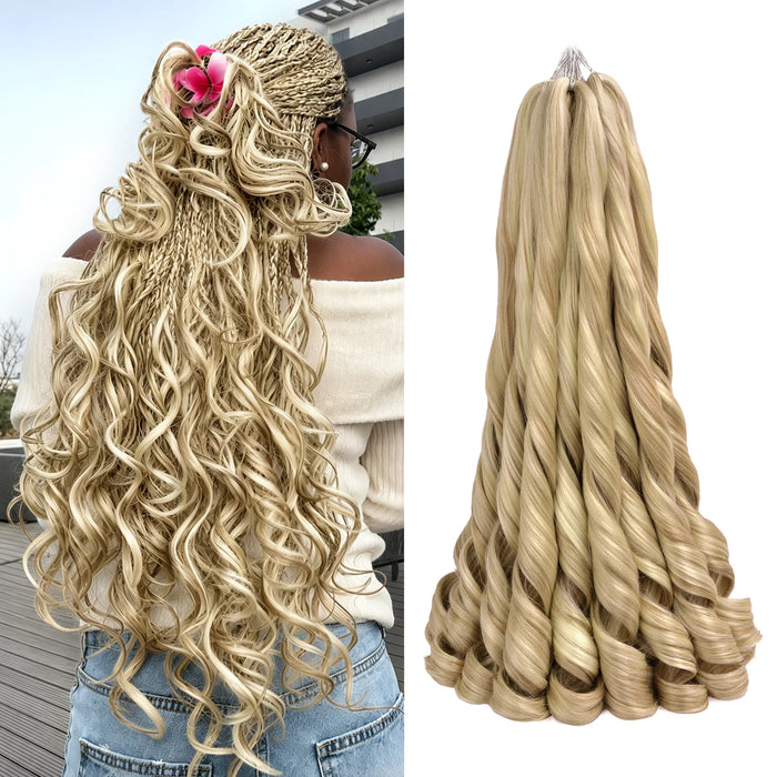 French Curl Braiding Hair 24Inch Synthetic Hair Bulk Spanish Loose Wave Spiral Curl Braids Hair Bouncy Braiding Hair Extensions