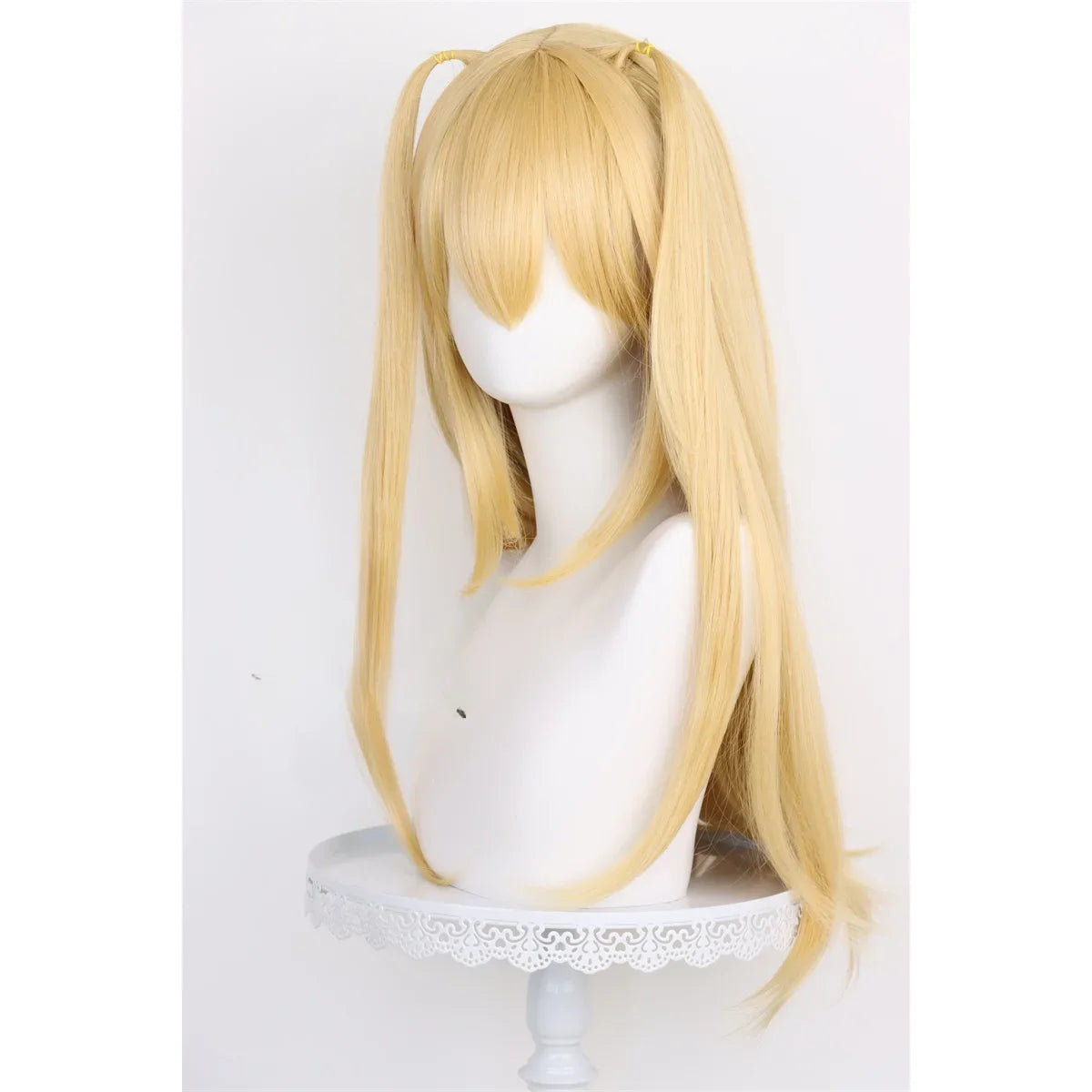 Long Yellow Double Ponytail Cosplay Wig – Heat-Resistant Synthetic Anime Style Wig for Women