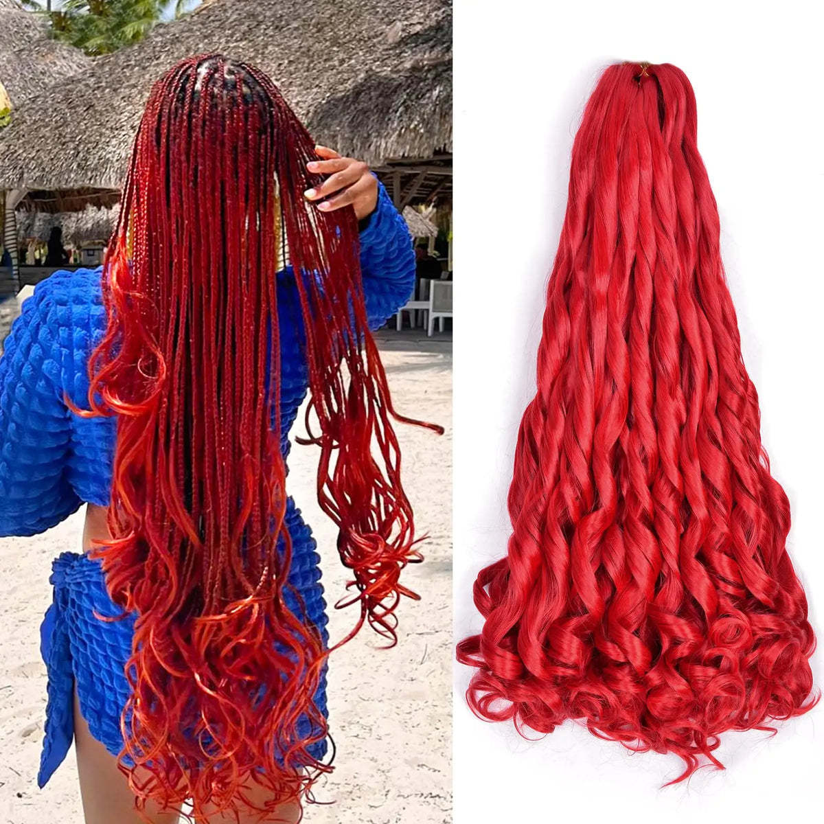 22inch Synthetic Loose Wave Crochet Hair French Curly Braiding Hair Extensions Pre Stretched Curly Crochet hair for Black Women