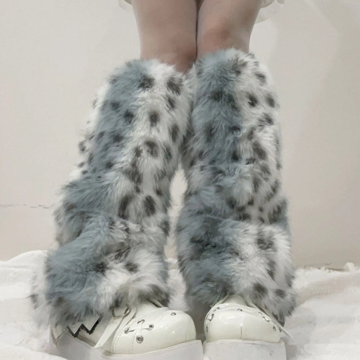 Plush Faux Fur Leg Warmers Leopard Pattern Winter Boot Covers