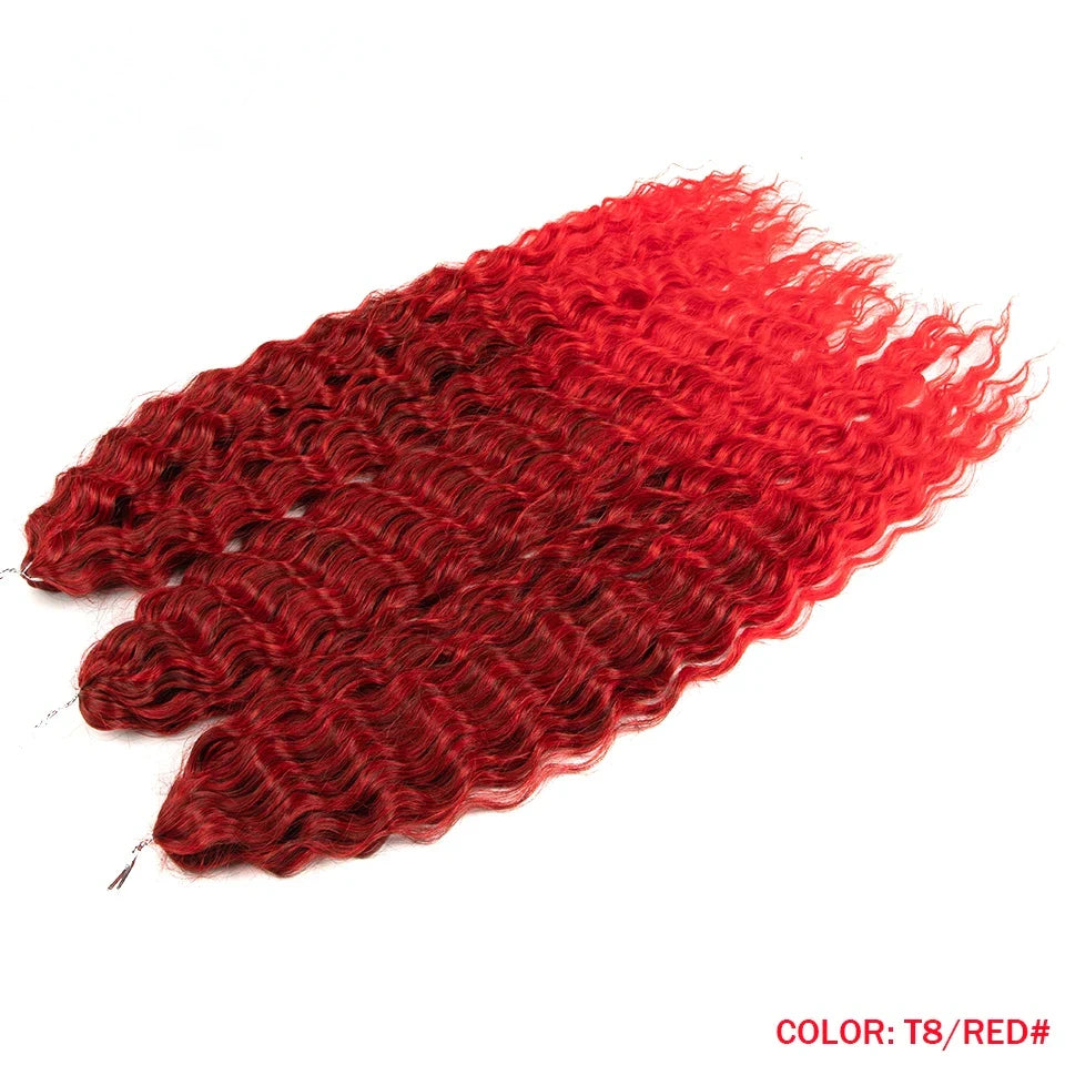 24 Inch Water Wave Crochet Braiding Hair Pink Blonde Synthetic Hair Extensions for Black Women