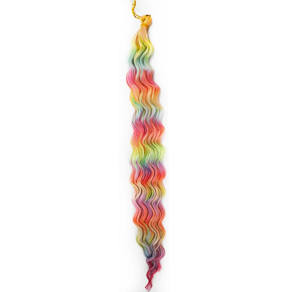 24 Inch Colored Deep Wave Crochet Hair – Synthetic Water Wave Braiding Extensions