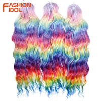 24 Inch Synthetic Hair Water Wave Braiding Hair Extensions Ombre Blonde Deep Wave Afro Curl Twist Crochet Hair for Women