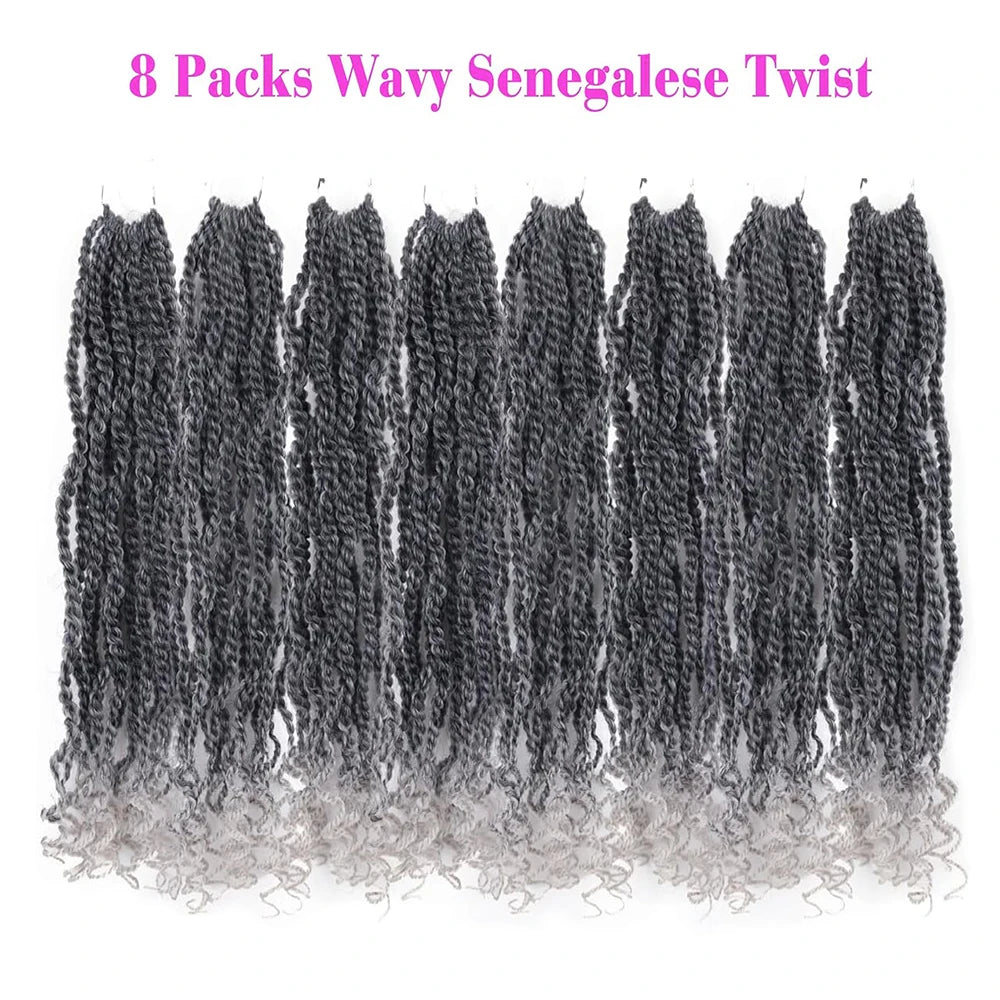 Wavy Senegalese Twist Crochet Hair – Pre-Looped Short Havana Twists with Curly Ends