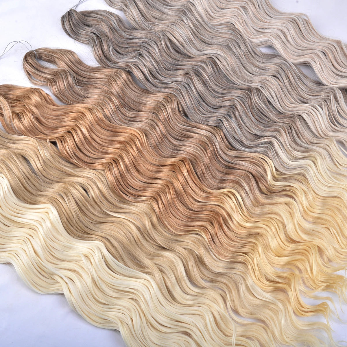 24 Inch Loose Deep Wave Crochet Braiding Hair Ombre Blonde Synthetic Deep Curly Twist Hair Extensions for Women