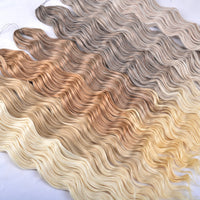 24 Inch Loose Deep Wave Crochet Braiding Hair Ombre Blonde Synthetic Deep Curly Twist Hair Extensions for Women