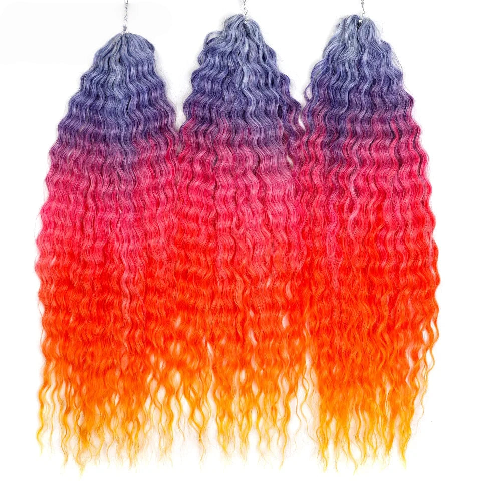 24 Inch Water Wave Crochet Braiding Hair Pink Blonde Synthetic Hair Extensions for Black Women