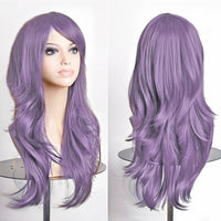 Soowee 70cm Long Synthetic Wigs Pink Purple Cosplay Wig Wavy Halloween Costume Hair Fake Hairpieces for Women