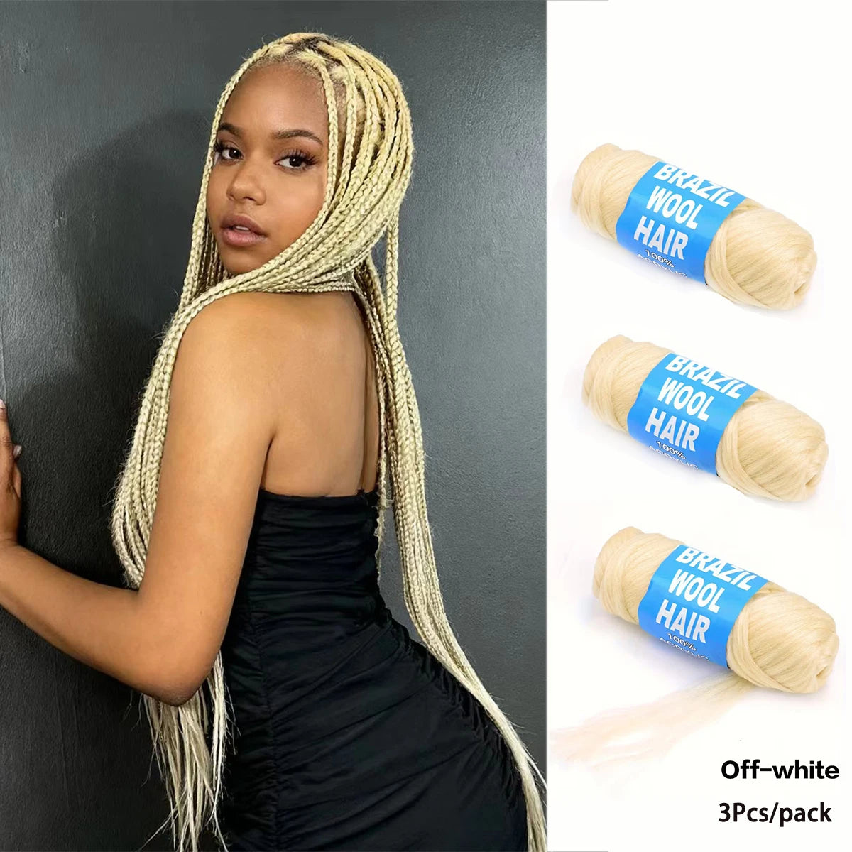 Brazilian Wool Braiding Hair | Acrylic Yarn for Crochet Braids Perfect for Senegalese twists, Senegal twist braids, and protective hairstyles