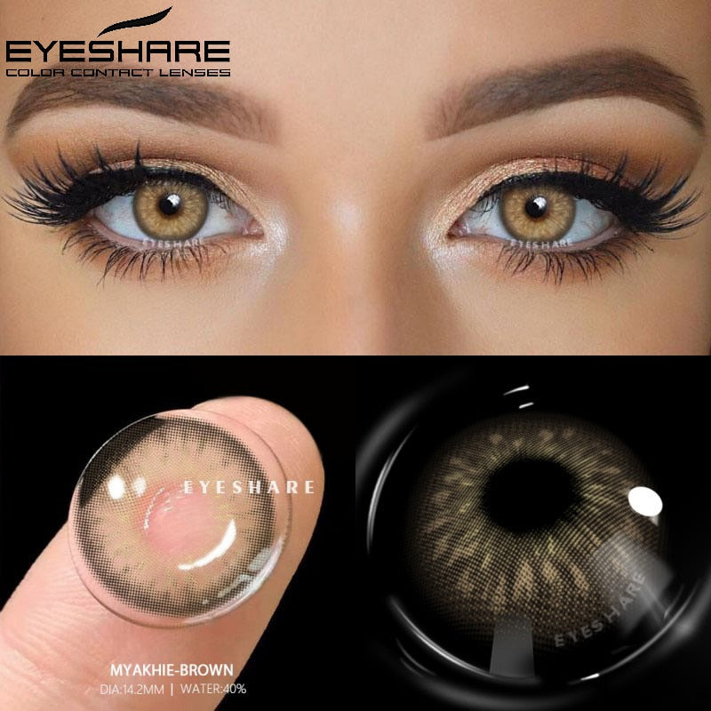 EYESHARE 2pcs Contact Lenses Brown Contact Lenses Beautiful Pupil Natural Contact Lenses for Eyes Yearly Cosmetic Contact Lenses