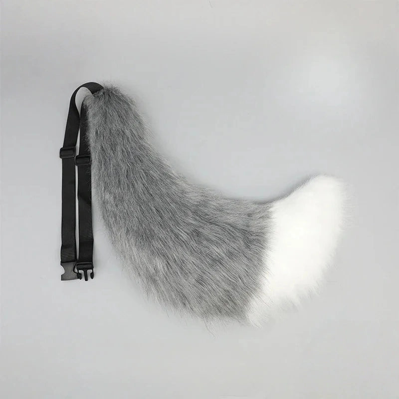 Plush Cosplay Tail – Soft Faux Fur Animal Tail with Adjustable Belt for Adults