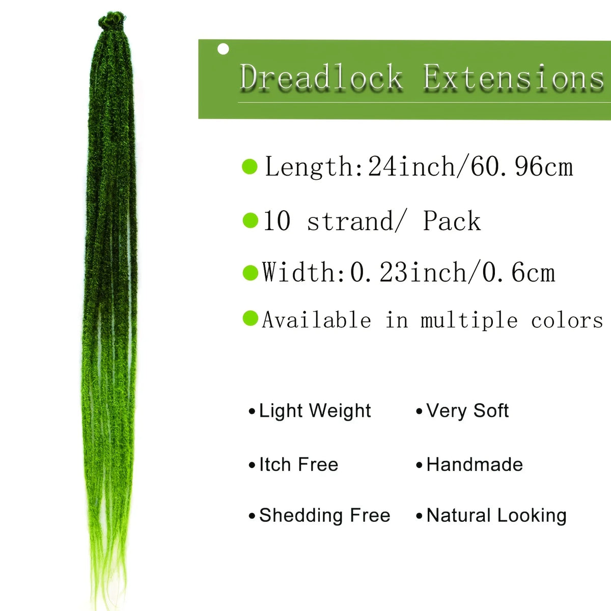 24 Inch Dreadlock Extensions (10 Strands/Pack) – Handmade Crochet Hair