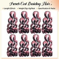 1B/Pink 24" Synthetic French Curly Braiding Hair Pre Stretched Loose Wavy Spiral Curl Crochet Braids Hair Extensions for Women