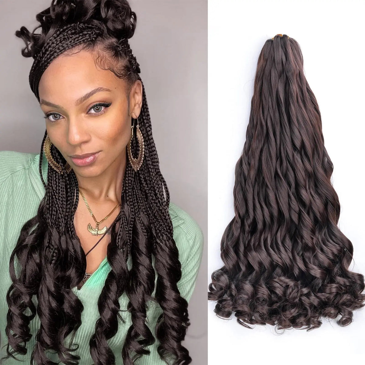 24 inch French Curl Braiding Hair Soft Loose Wave Ombre