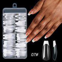 120PCS Acrylic French Press On Nails Medium Square Full Cover Nail Tips – Mixed Sizes, Removable False Nails