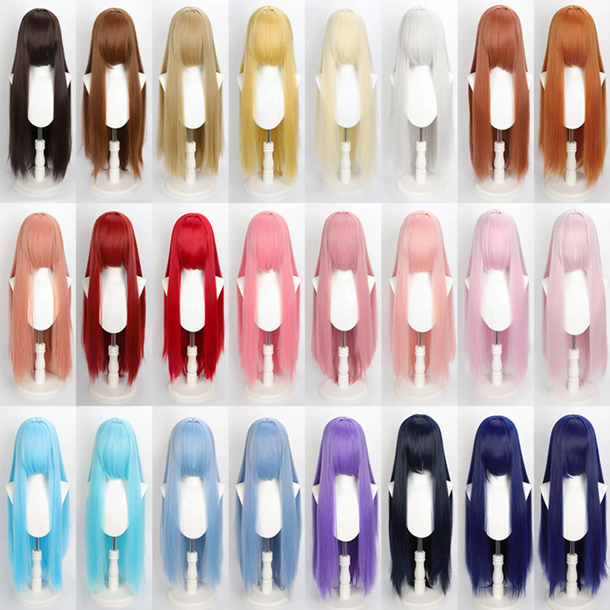 100cm Colourful Wig Long Staight Cosplay Anime Costume Party Wigs Synthetic Heat Resistant Wig