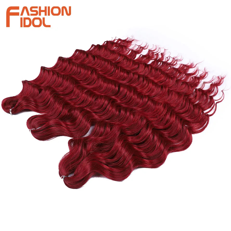 24 Inch Synthetic Hair Water Wave Braiding Hair Extensions Ombre Blonde Deep Wave Afro Curl Twist Crochet Hair for Women