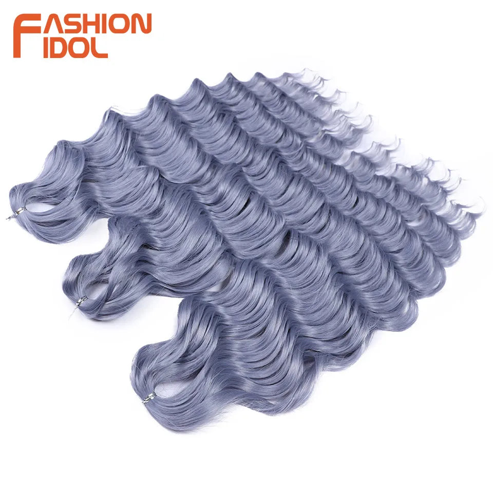 24 Inch Synthetic Hair Water Wave Braiding Hair Extensions Ombre Blonde Deep Wave Afro Curl Twist Crochet Hair for Women