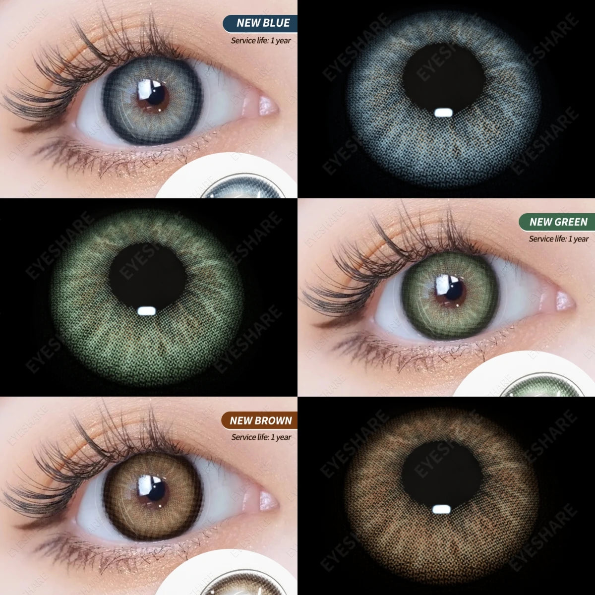 EYESHARE New Colored Contacts Lenses for Eyes Blue Eye Lens Fashion Brown Contact Lenses Soft Green Eye Lens Yearly 2pcs/1pair