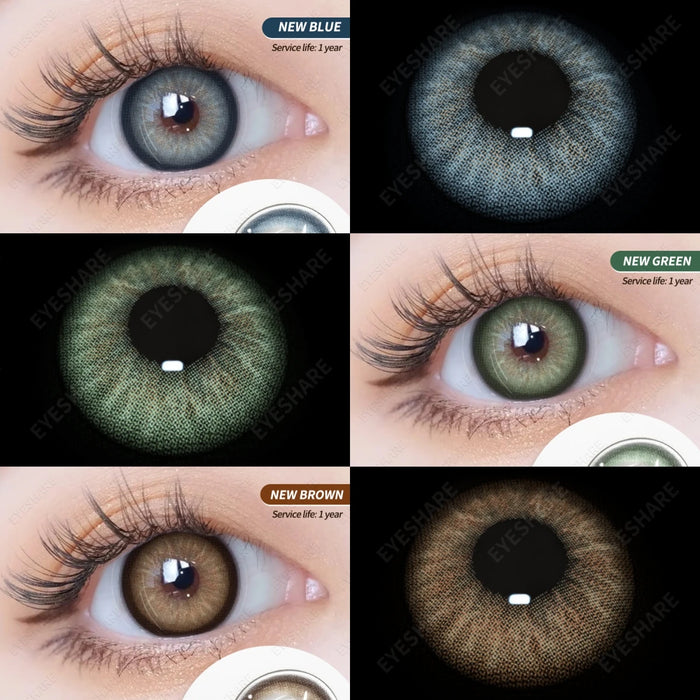 EYESHARE New Colored Contacts Lenses for Eyes Blue Eye Lens Fashion Brown Contact Lenses Soft Green Eye Lens Yearly 2pcs/1pair