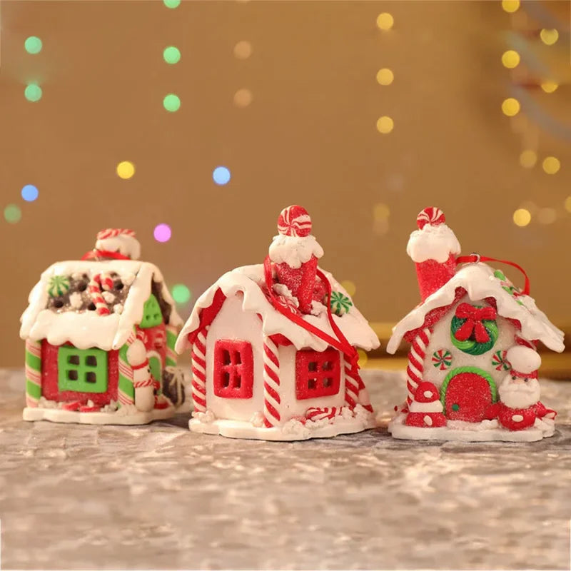 LED Light Christmas Gingerbread Small House Creative Pendant Christmas Decorantion Party Xmas Tree New Year Holiday Decor