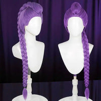 Anime Inspired Purple Braided Ponytail Wig – Long High Ponytail Cosplay Wig with Bangs Synthetic Hair