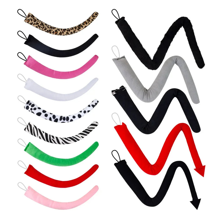 1pcs Animal Tail Costume Accessory Tails Masquerade Zoo Props Cat Devil Mouse Tiger Monkey Rabbit Zebra Cow Zebra