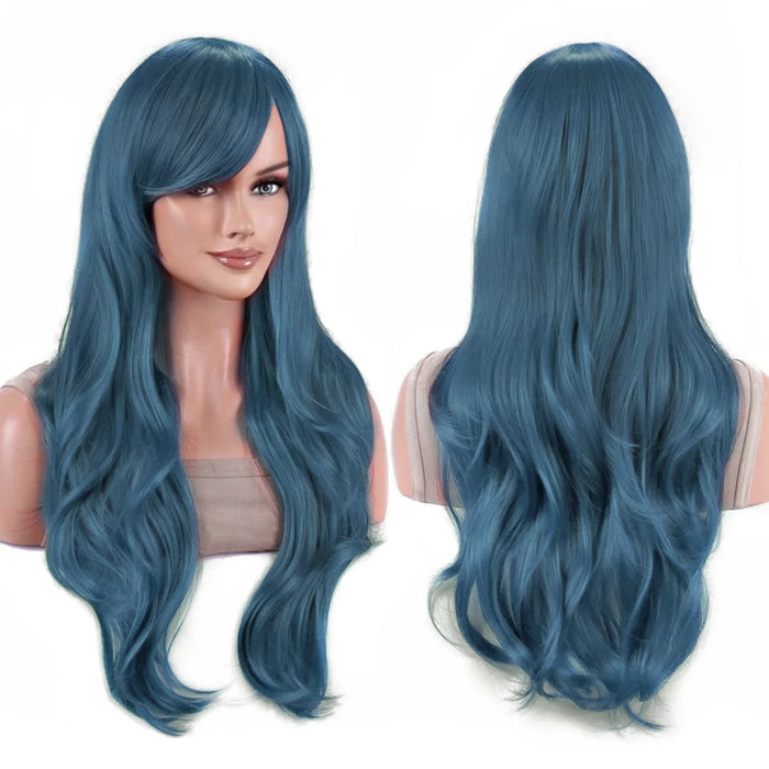 70cm Long Colorful Synthetic Hair Water Wavy Cosplay Wigs with Bangs Costume Wig for Women