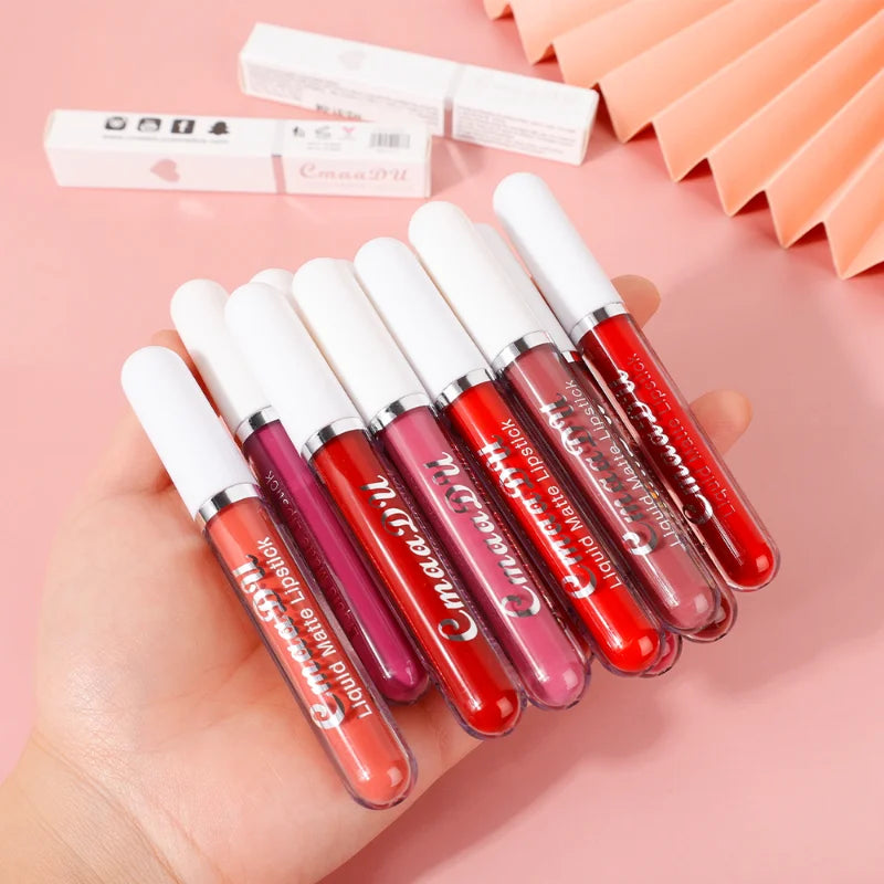 18 Colors Nude Lip Gloss Waterproof Matte Liquid Lipstick Long Lasting Non Sticky Cup Sexy Red Velvet Lip Tint Makeup Cosmetics