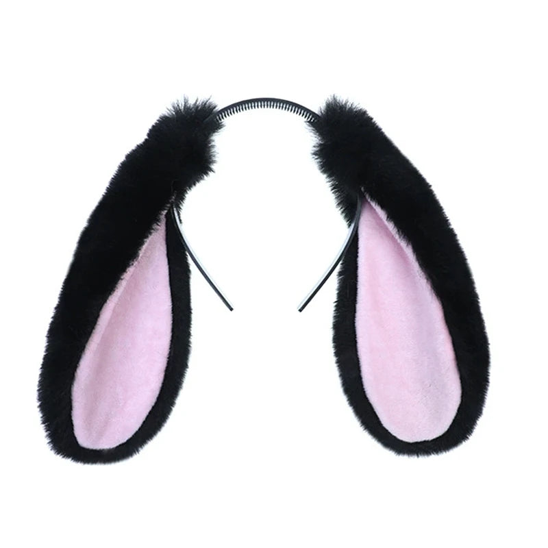 Cute Bunny Ears Headband Plush Rabbit Hair Hoop Headwear Cosplay Costume Hair Accessories For Adults Party