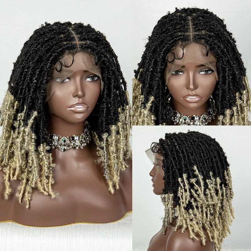 Synthetic Braided Bob Wigs Dreadlocks Lace Front Braiding Hair Wig Crochets Braids Wig Butterfly Locs Crochet Hair Wig for Women
