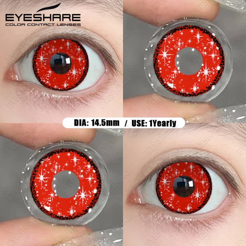 EYESHARE 1Pair Colored Contact Lenses for Eyes White Cosplay Lenses Red Anime Lenses Pink Colored Lens Yearly Blue Eye Contact