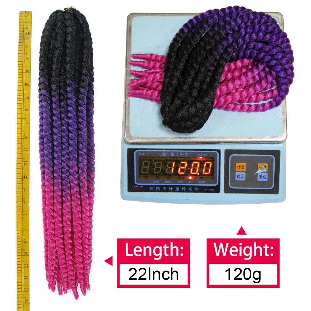 22 Inch Senegalese Twist Crochet Hair – Ombre Synthetic Jumbo Twist Braids (120g)