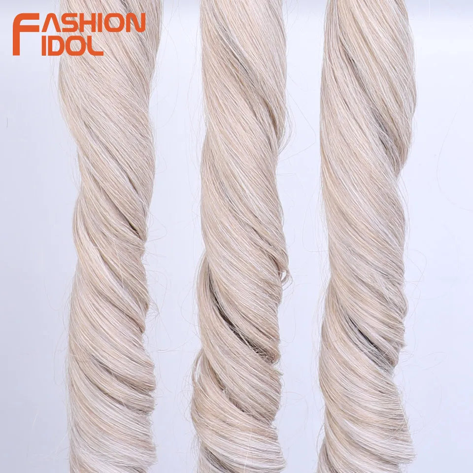 18 Inch French Curly Crochet Braiding Hair Synthetic Blonde Loose Wave Braids Hair Spiral Curls Hair Extensions