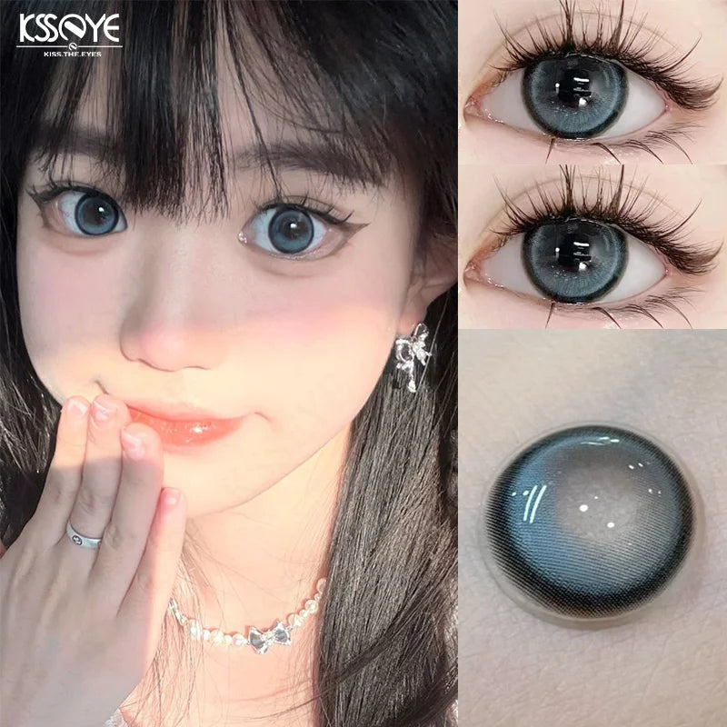 KSSEYE 1 Pair Korean Lenses Colored Contact Lenses  Myopia Beauty Pupil Soft Blue Lens