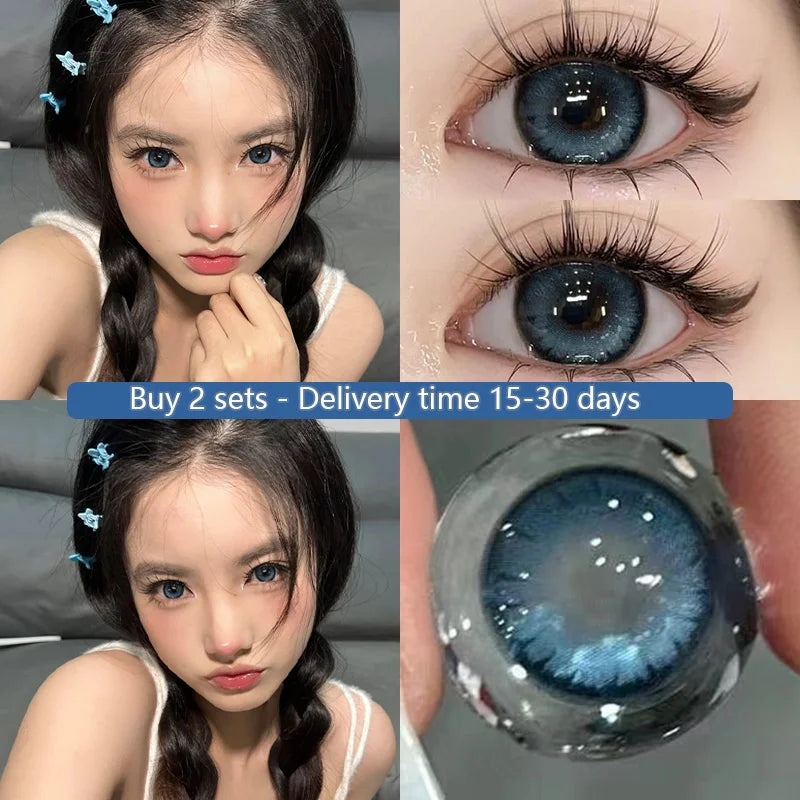 KSSEYE 1 Pair Korean Lenses Colored Contact Lenses  Myopia Beauty Pupil Soft Blue Lens